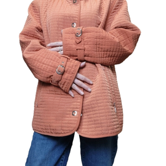 Size XL Quilted spring Jacket Muted Orange color Collared GALLERY - Picture 3 of 16